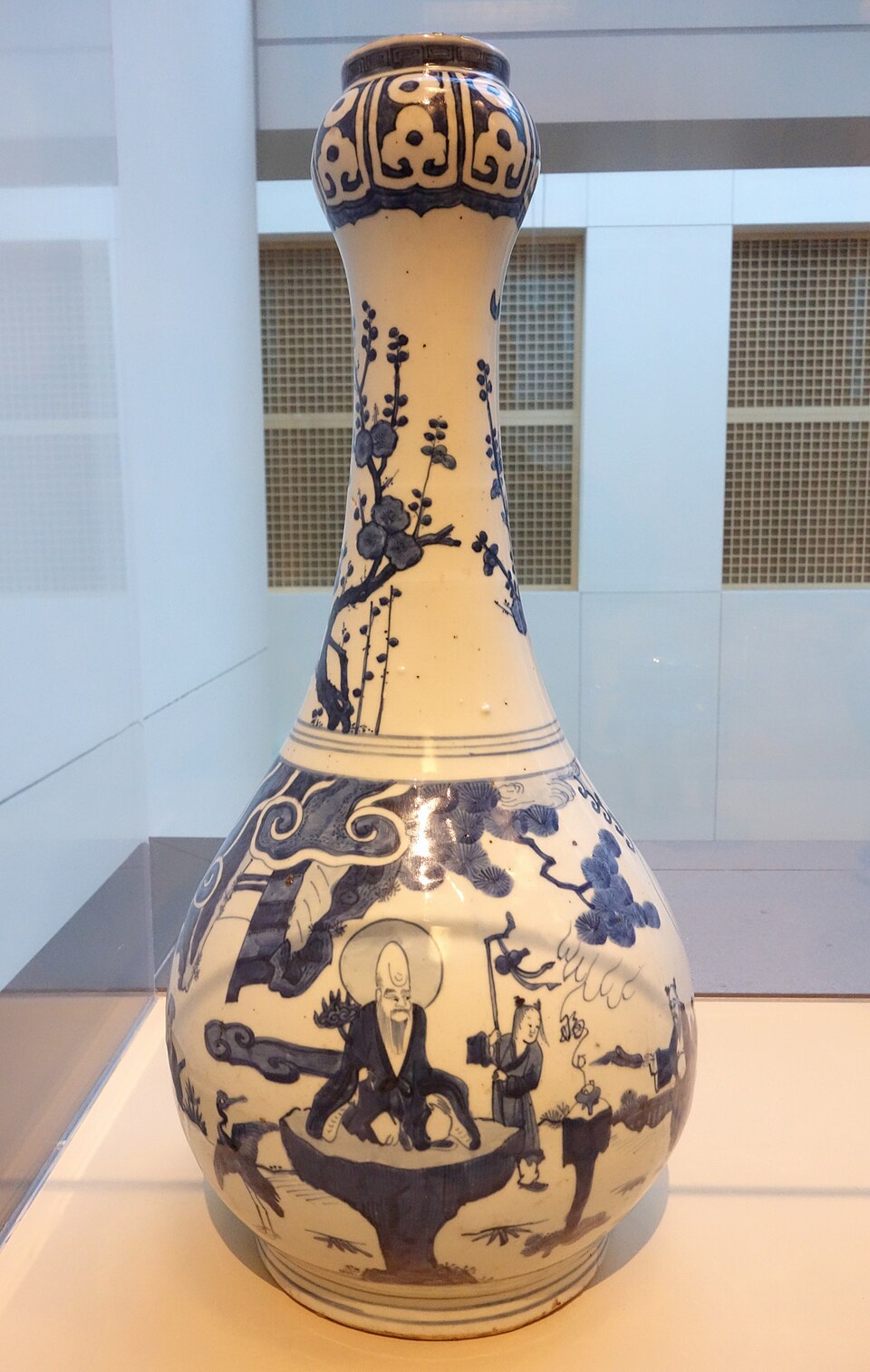 青花八仙賀壽瓷瓶