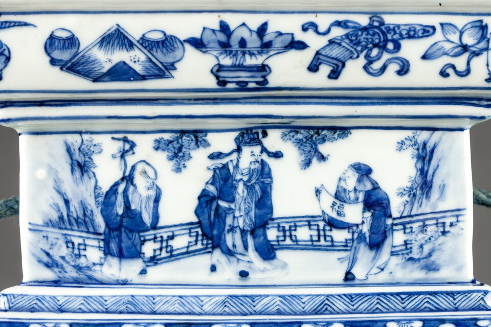 清康熙青花瓷香爐(福祿壽星)