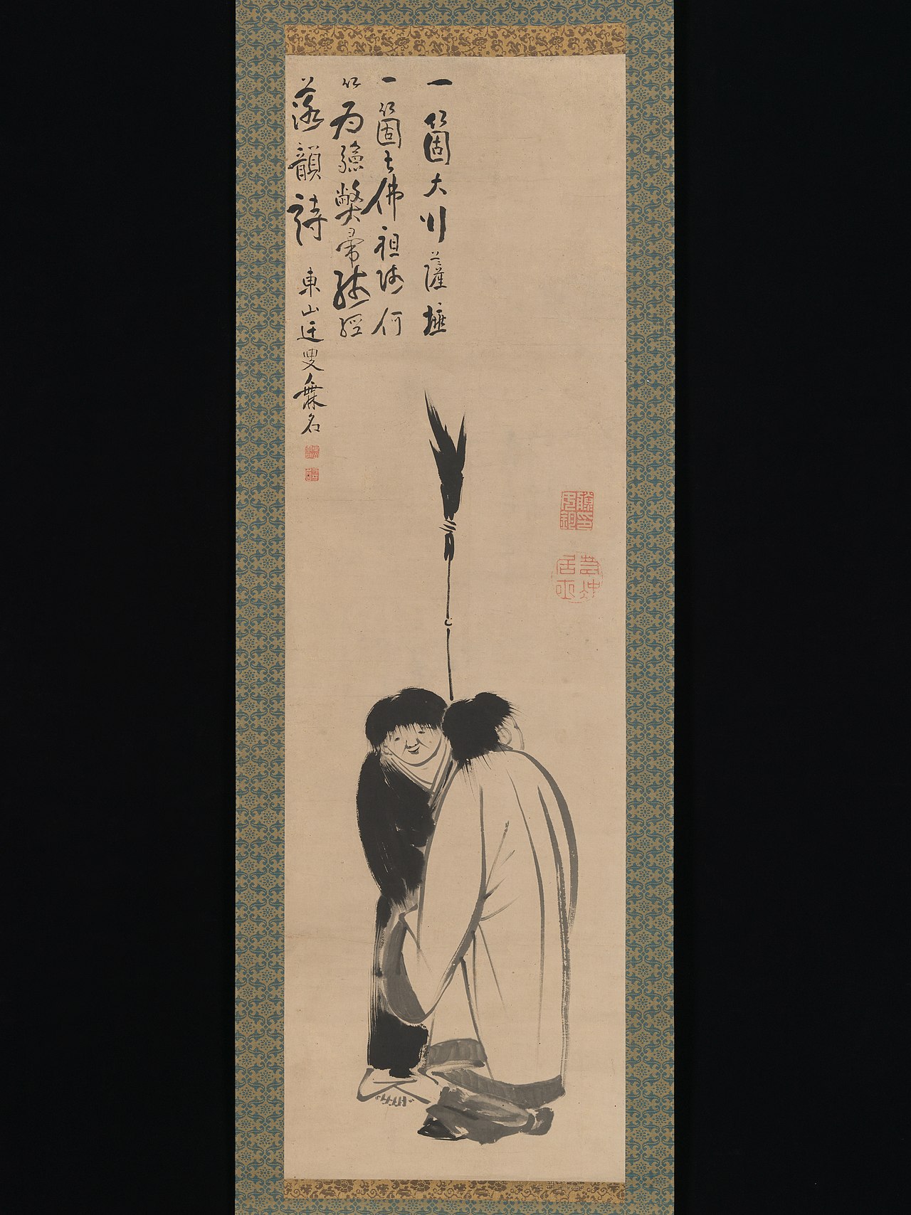伊藤若冲筆 伝池大雅賛 寒山拾得図-Hanshan and Shide (Japanese- Kanzan and Jittoku) MET DP-12232-277