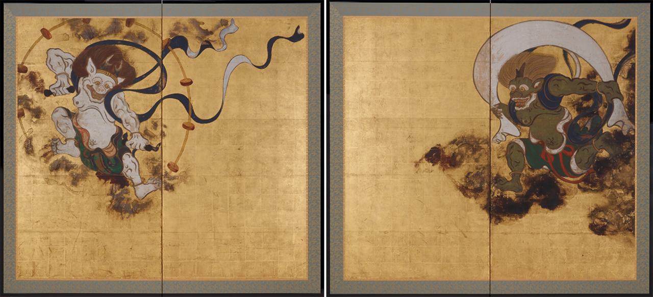 Wind God and Thunder God Screens by Tawaraya Sotatsu low-res
