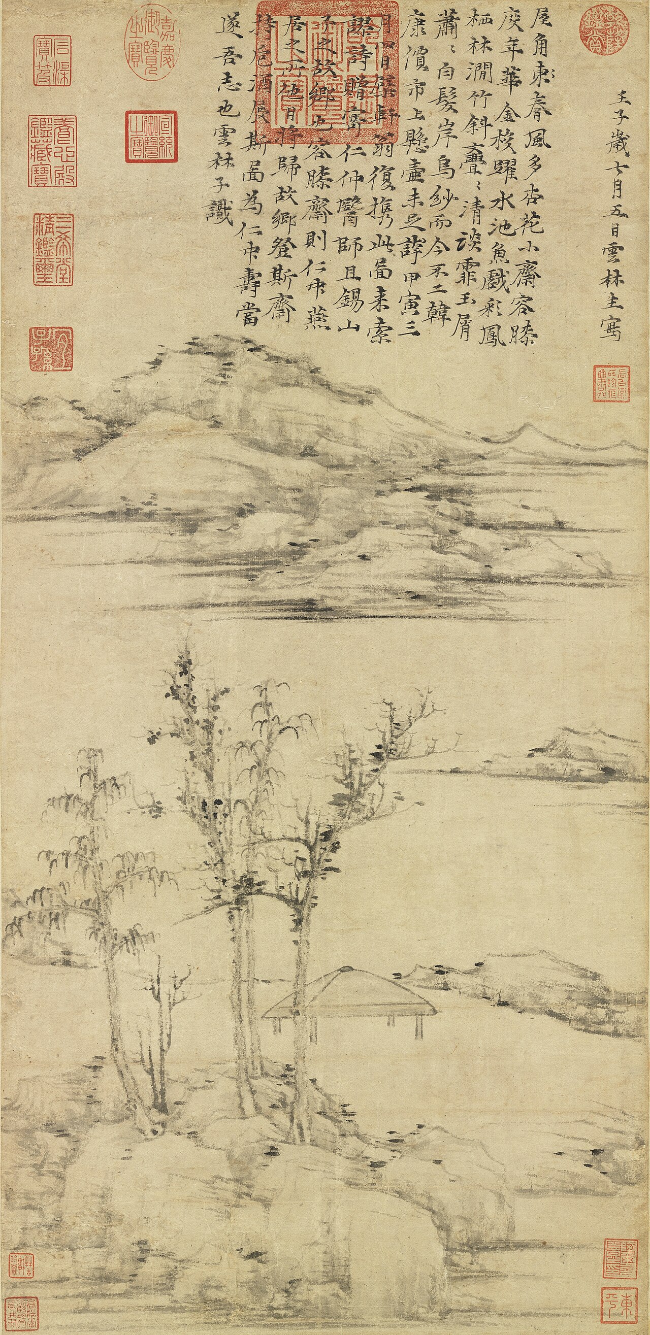 Ni Zan. The Rongxi Studio.1372. 74,7x35,3. National Palace Museum, Taipei