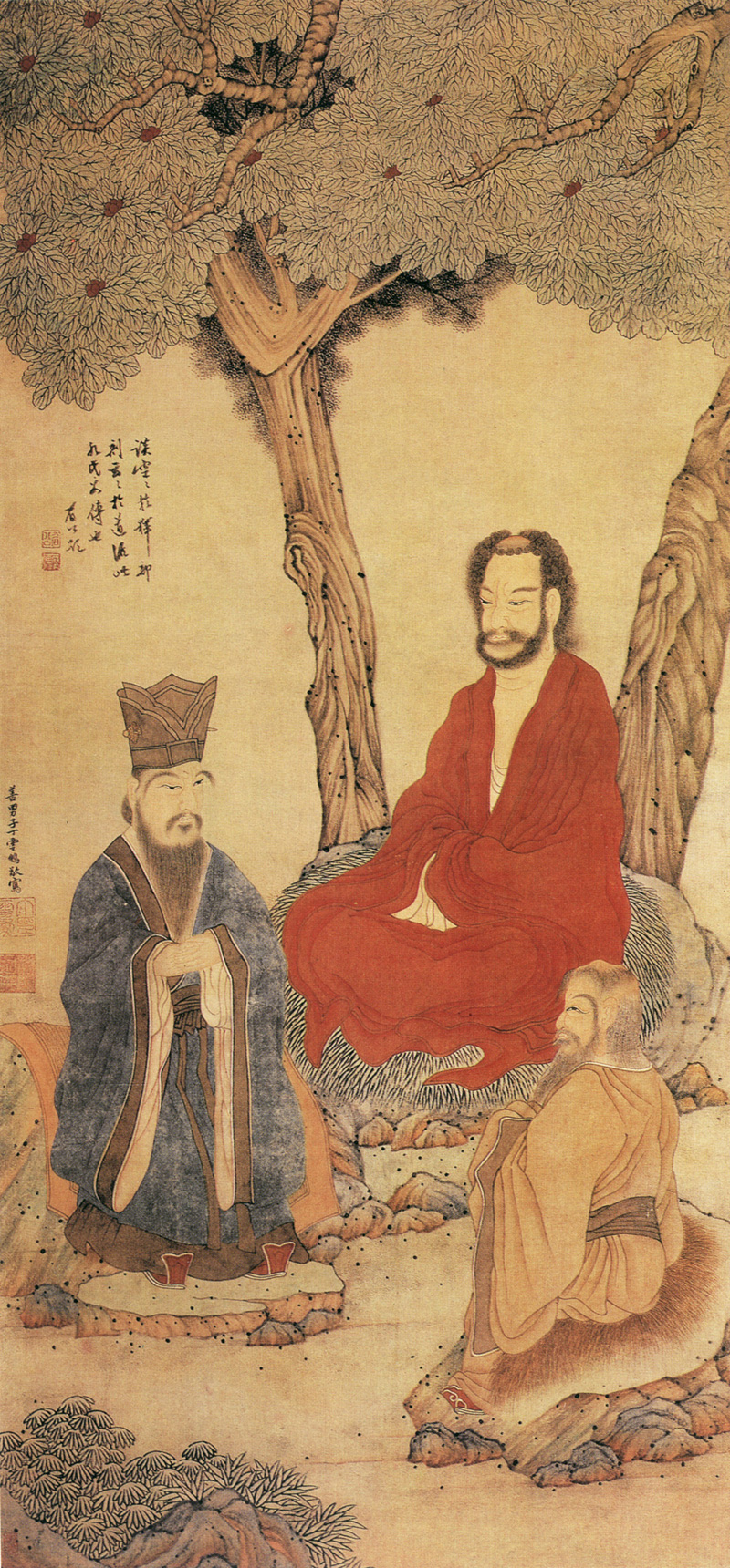 Confucius Lao-tzu and Buddhist Arhat by Ding Yunpeng